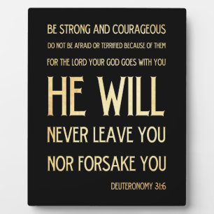 Plaque Photo Verse biblique scripturaire - Deutéronome 31:6