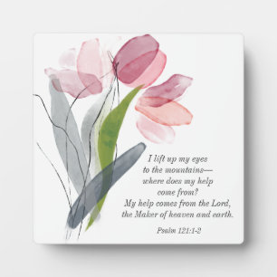 Plaque Photo Verset Bible Chrétienne Lever Les Yeux Rose Floral