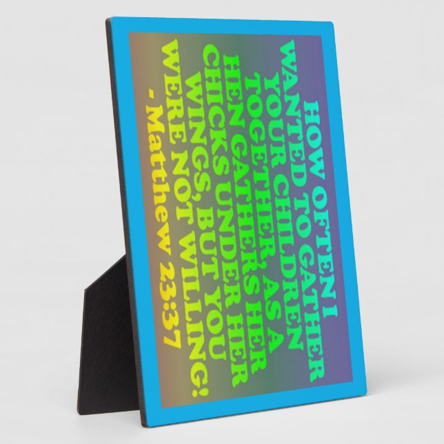 Plaque Photo verset biblique de Matthieu 23:37. (Côté)