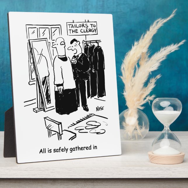 Plaque Photo Vicar a une caricature de l'église cassock Fitting (Côté)