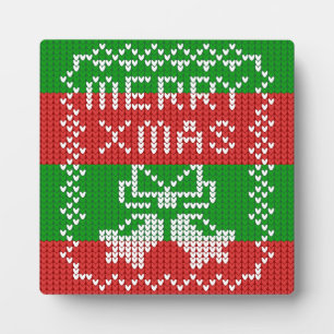 Plaque Photo Vilain pull motif sonnettes Joyeux fils Xmas