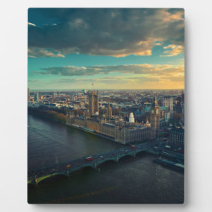 Plaque Photo Ville de Londres avec coucher de soleil