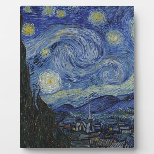 Plaque Photo Vincent Van Gogh - Nuit étoilée. Peinture artistiq (Devant)