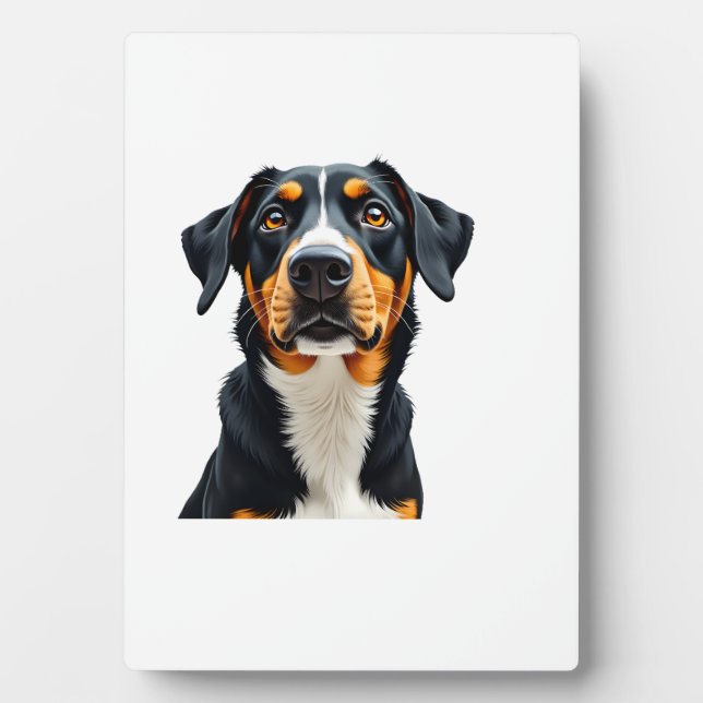 Plaque Photo Vintage Colorful Dog Portrait Illustration Retro P (Devant)