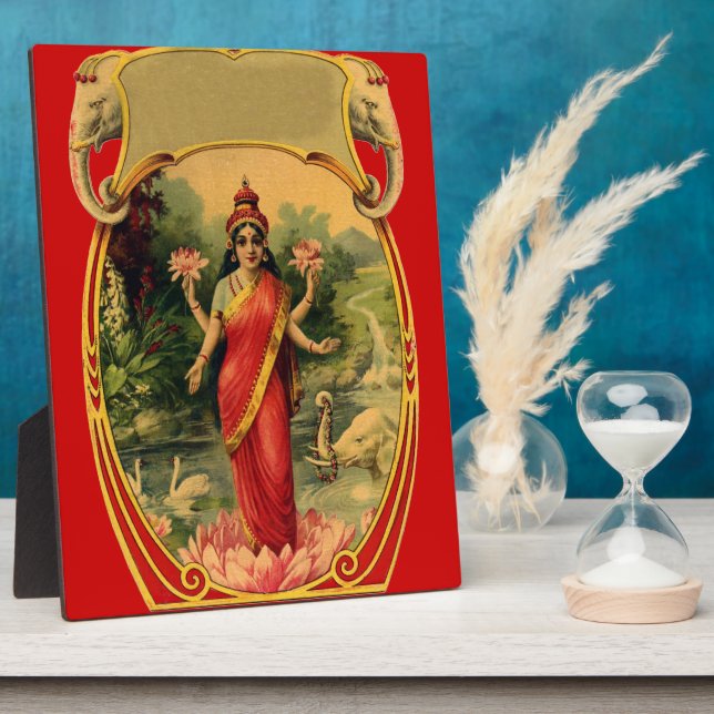 Plaque Photo Vintage Lotus Fleur Déesse hindoue Lakshmi (Côté)
