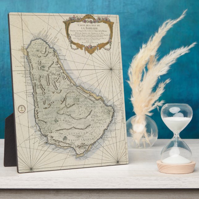 Plaque Photo Vintage Map of Barbados (Côté)
