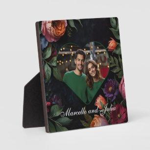 Plaque Photo Vintage moody sombre floral boho coeur photo