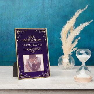 Plaque Photo Vintage Ornate Elegant Purple Damask Custom Photo