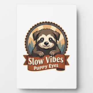Plaque Photo Vintage Sloth Dog Shirt Slow Vibes Puppy Eyes 2