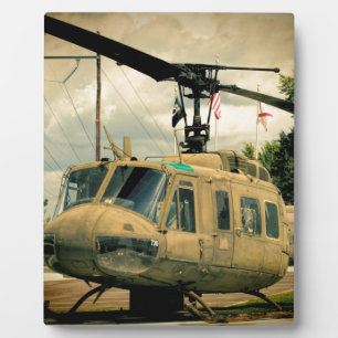 Plaque Photo Vintage Vietnam Era Euh-1 Huey Hélicoptère militai