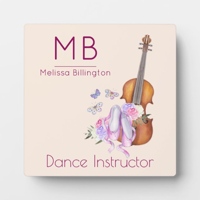 Plaque Photo Violon, chaussures de ballet et papillons personna (Devant)