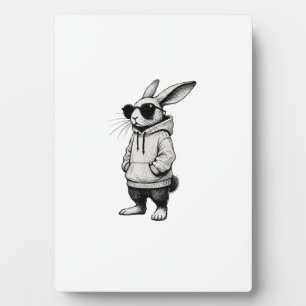 Plaque Photo Visage de lapin avec lunettes de soleil Jour de Pâ