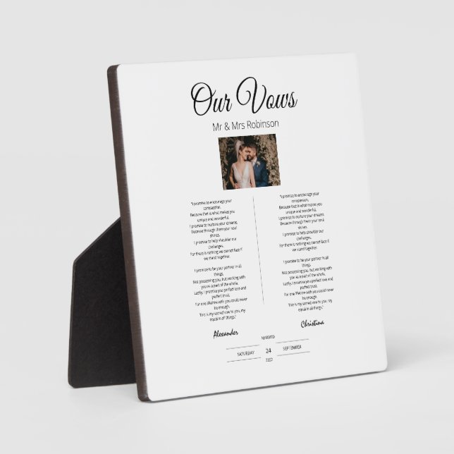 Plaque Photo Vœux de mariage (Recto)