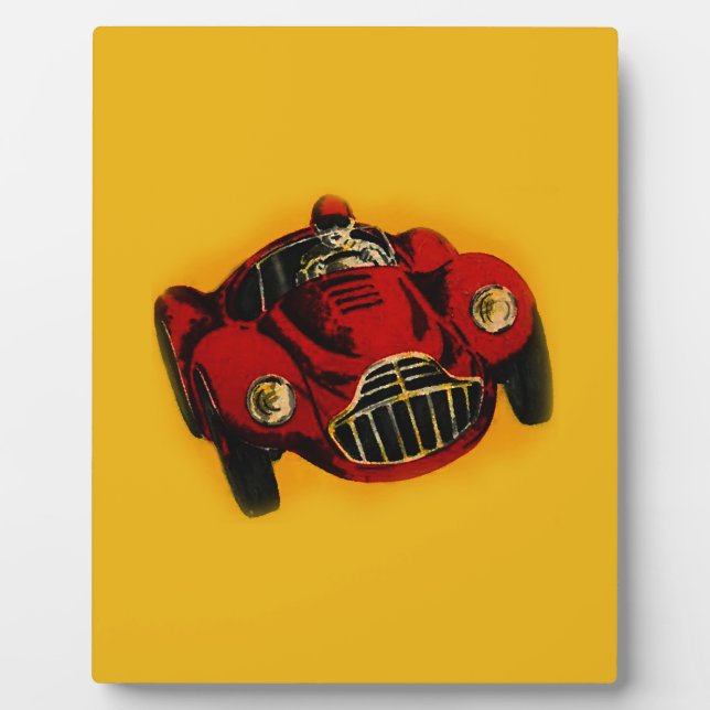 Plaque Photo Voiture de course automobile jaune rouge (Devant)