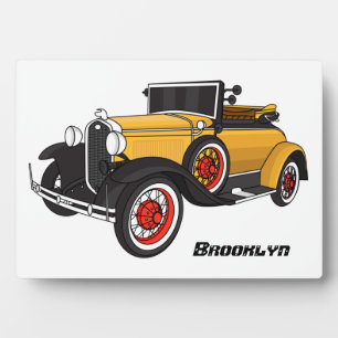 Plaque Photo Voiture jaune classique 1931