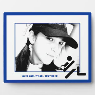 Plaque Photo Volleyball player black, white, blue icon custom