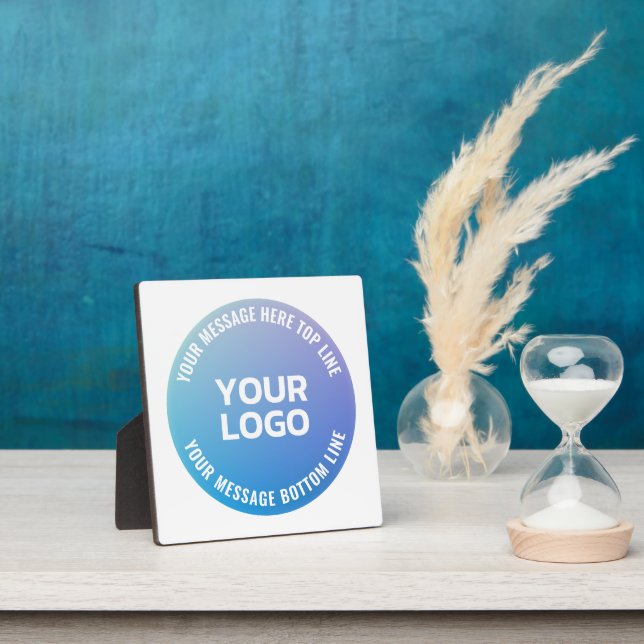 Plaque Photo Votre logo | Ombre bleue à violet et texte circula (Insitu)