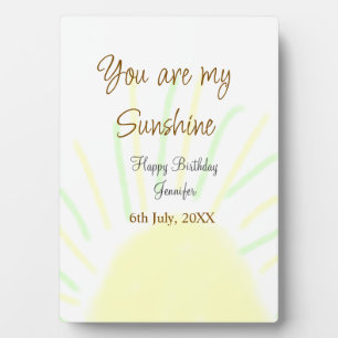 Plaque Photo Vous êtes mon soleil jaune pastel anniversaire ajo