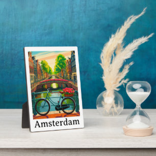 Plaque Photo Voyage Rétro Vintage Amsterdam Hollande Canal Vill