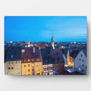 Plaque Photo Vue sur la vieille ville de Nuremberg la nuit