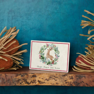 Plaque Photo Watercolor Christmas wreath with deer custom