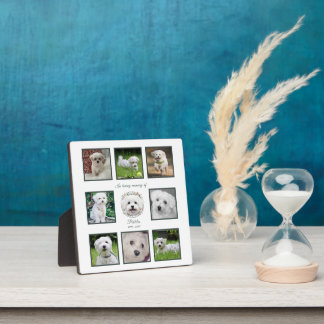 Plaque Photo Watercolor Maltese and Floral Wreath Memorial