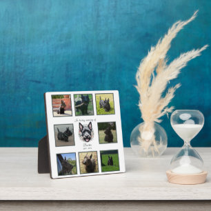 Plaque Photo Watercolor Scottie et Floral Wreath Memorial