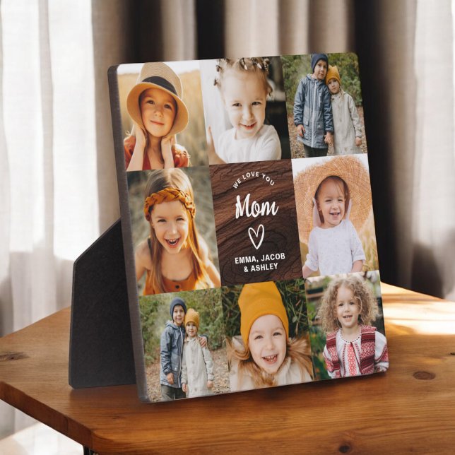 Plaque Photo We Love You Mom Family Wood Photo Collage (Créateur téléchargé)
