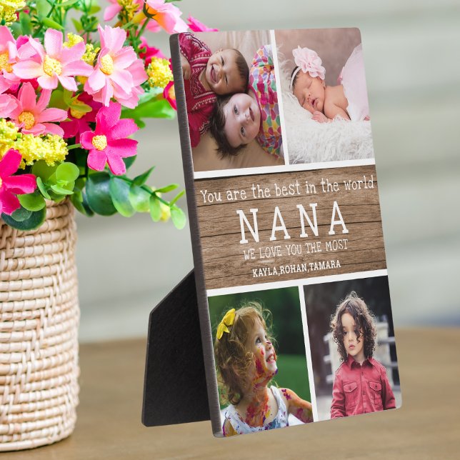 Plaque Photo We Love You Nana 4 Photo Collage Wood (Créateur téléchargé)