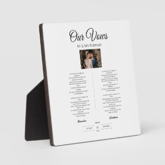 Plaque Photo Wedding Vows Modern, Cute, Minimalist, Anniversary