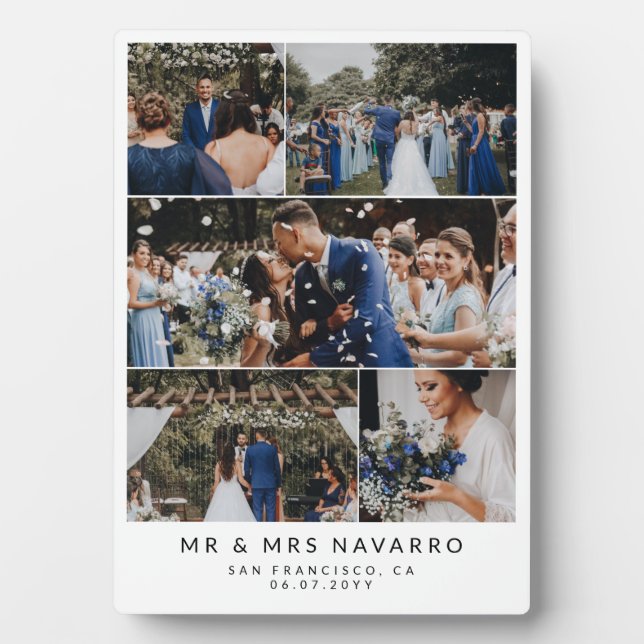 Plaque Photo White Clean Mr & Mrs Mariage Photo Collage (Devant)