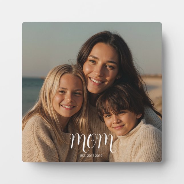 Plaque Photo White Graceful Script Established Mom Photo (Devant)