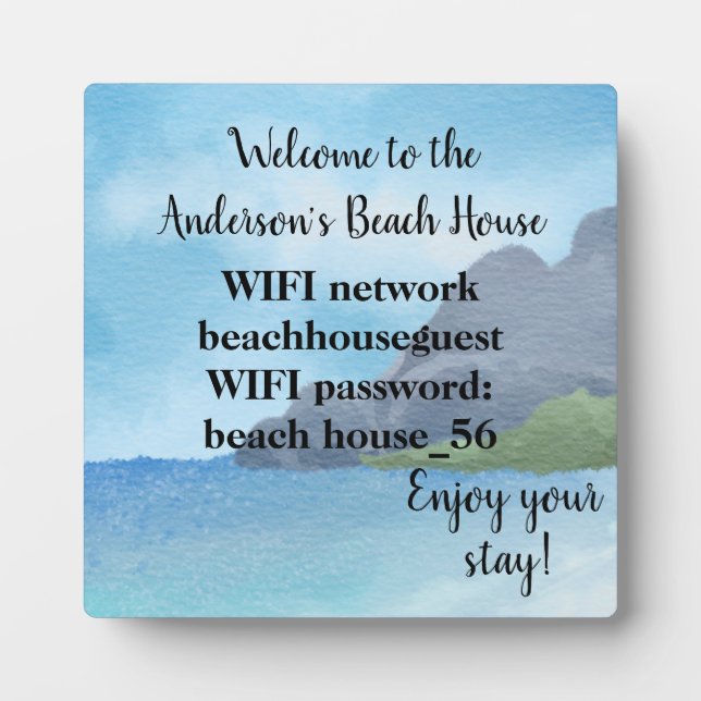 Plaque Photo Wifi Network and Password Business Retail (Devant)