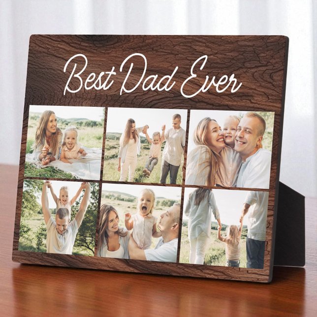 Plaque Photo Wood 6 Photo Collage Best Dad Ever Custom Modern (Créateur téléchargé)