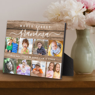 Plaque Photo World's Best Grandma Grandkids 8 Photo Collage