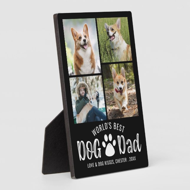 Plaque Photo WORLDS MEILLEUR CHIEN DAD 4 Photo Collage Votre co (Côté)