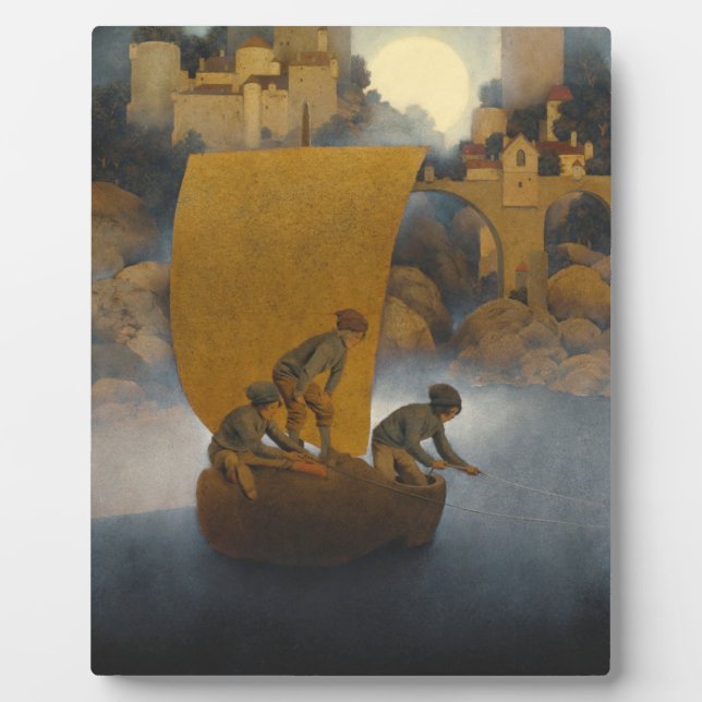 Plaque Photo Wynken Blynken Et Nod Par Maxfield Parrish 1902 (Devant)