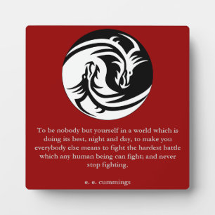 Plaque Photo Yin Yang avec la citation de ee Cummings