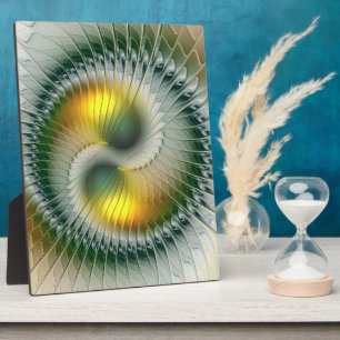 Plaque Photo Yin Yang Green Yellow Abstract Colorful Fractal