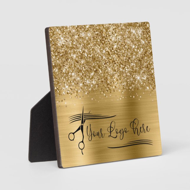 Plaque Photo Your Logo Glittery Gold Glam (Recto)