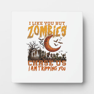 Plaque Photo Zombies nous poursuivent Halloween Cimetière Crois
