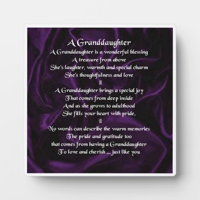 Plaque Poem Grandgirl - Conception Soie Violette (Devant)