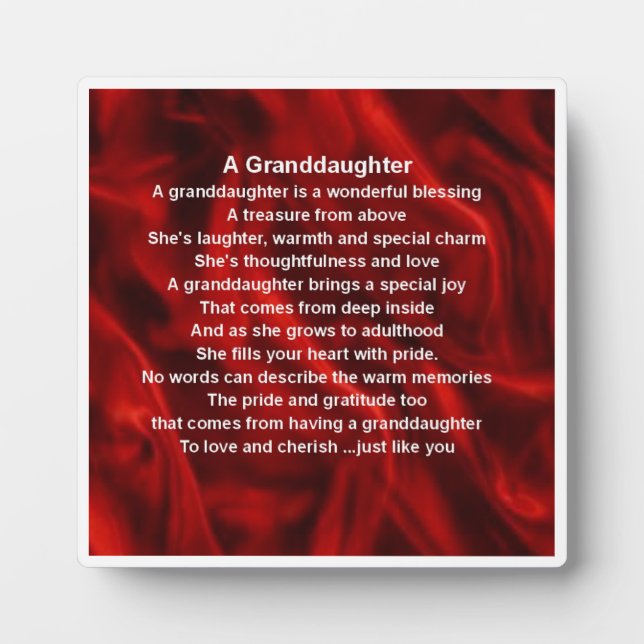Plaque Poem Grandgirl - Design en soie rouge (Devant)