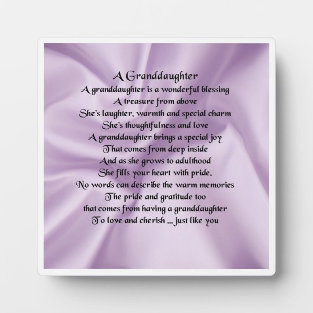 Plaque Poem Grandgirl - Lilac Silk Design (Devant)