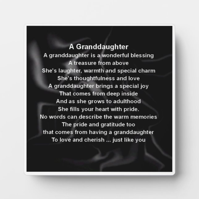 Plaque Poem Grandgirl - Noir Soie Design (Devant)
