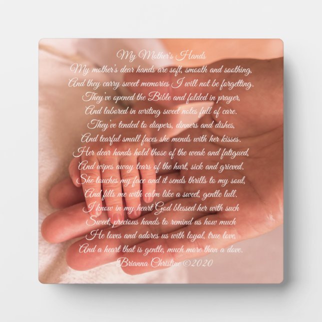 Plaque Poem Mains de Ma Mère (Devant)