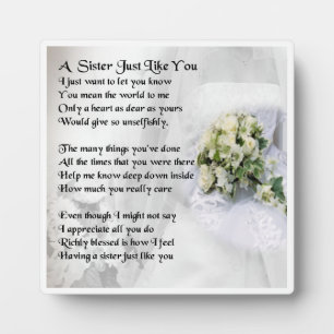 Plaque Poem Soeur - Design Mariage