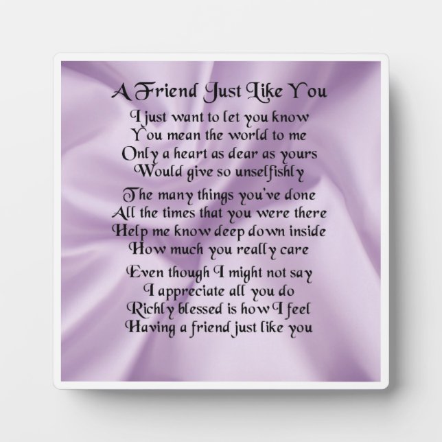 Plaque poème ami - Lilac Silk Design (Devant)