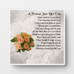 Plaque poème ami - Peach Rose Design