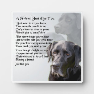 Plaque poème de l'ami - Black Labrador Design